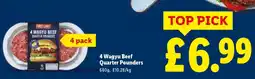 Lidl 4 Wagyu Beef Quarter Pounders offer