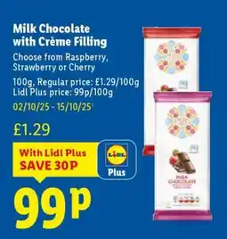 Lidl Milk Chocolate with Crème Filling offer