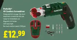 Lidl Parkside 4V Cordless Screwdriver offer