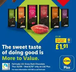 Lidl J.D. Gross Dark Chocolate offer