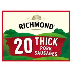 Iceland Richmond 20 Thick Pork Sausages 1024g offer
