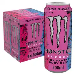 Iceland Monster Energy Drink Ultra Fantasy Ruby Red Zero Sugar 4 x 500ml offer