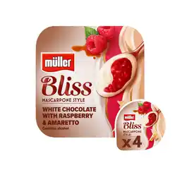 Iceland Müller Bliss Mascarpone White Chocolate & Raspberry Amaretto Yogurt offer