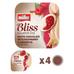 Iceland Müller Bliss Mascarpone White Chocolate & Raspberry Amaretto Yogurt offer
