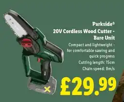 Lidl Parkside 20V Cordless Wood Cutter - Bare Unit offer