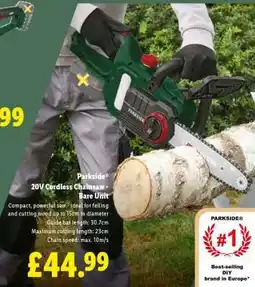 Lidl Parkside 20V Cordless Chainsaw - Bare Unit offer