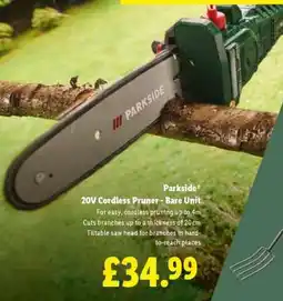 Lidl Parkside 20V Cordless Pruner - Bare Unit offer