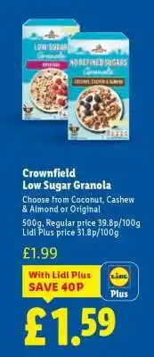 Lidl Crownfield Low Sugar Granola offer