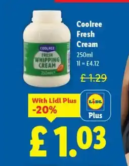 Lidl COOLREE Fresh Cream offer