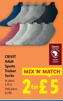 Lidl CRIVIT Adult Sports Trainer Socks offer