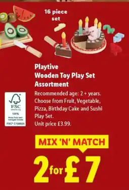 Lidl Playtive Wooden Toy Play Set Assortment offer