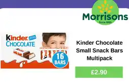 Morrisons Kinder Chocolate Small Snack Bars Multipack offer