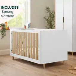 Costco Tutti Bambini Fika Cot Bed with Sprung Mattress, White & Light Oak offer