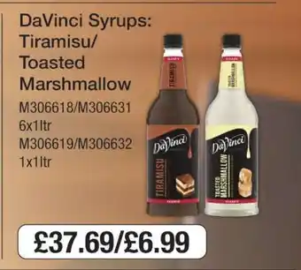 Makro DaVinci Syrups: Tiramisu/Toasted Marshmallow offer