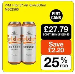 Makro Carlsberg Export Pilsner Pint Cans offer