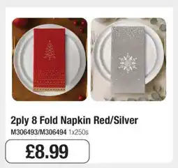 Makro 2ply 8 Fold Napkin Red/Silver offer