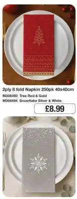 Makro 2ply 8 fold Napkin 250pk 40x40cm offer