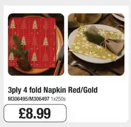 Makro 3ply 4 fold Napkin Red/Gold offer