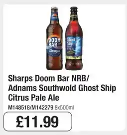 Makro Sharps Doom Bar NRB/Adnams Southwold Ghost Ship Citrus Pale Ale offer