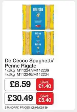 Makro De Cecco Spaghetti/Penne Rigate offer