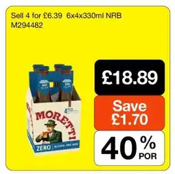Makro Moretti Zero Alcohol Free Beer offer