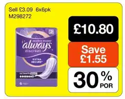 Makro Always Discreet Ultimate Night Pads offer
