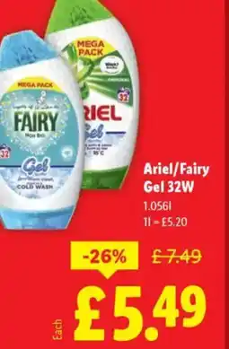 Lidl Ariel/Fairy Gel 32W offer