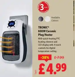 Lidl TRONIC® 600W Ceramic Plug Heater offer