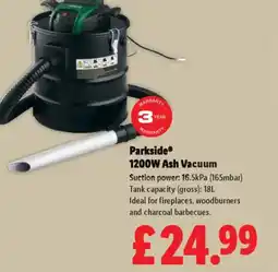 Lidl Parkside 1200W Ash Vacuum offer