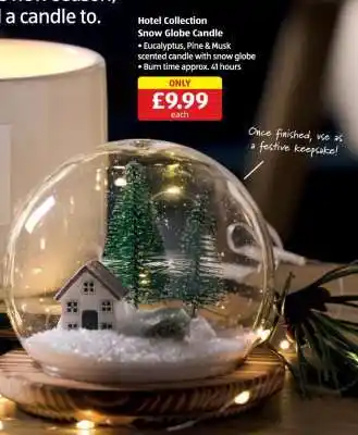 Aldi Hotel Collection Snow Globe Candle offer