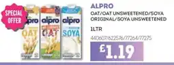 Bestway ALPRO Oat/oat unsweetened/soya original/soya unsweetened offer