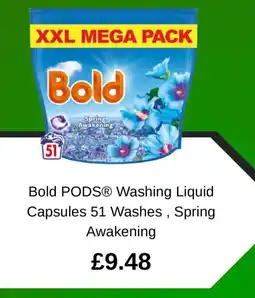 Asda Bold PODSⓇ Washing Liquid Capsules 51 Washes, Spring Awakening offer