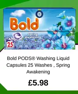 Asda Bold PODSⓇ Washing Liquid Capsules 25 Washes, Spring Awakening offer