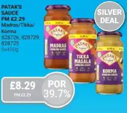 Bestway PATAK'S SAUCE Madras/Tikka/ Korma offer