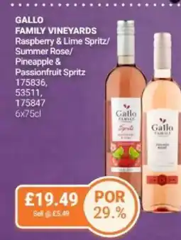 Bestway GALLO FAMILY VINEYARDS Raspberry & Lime Spritz/ Summer Rose/ Pineapple & Passionfruit Spritz offer