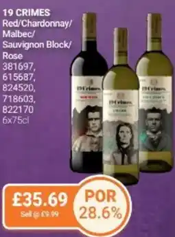Bestway 19 CRIMES Red/Chardonnay/ Malbec/ Sauvignon Block/ Rose offer
