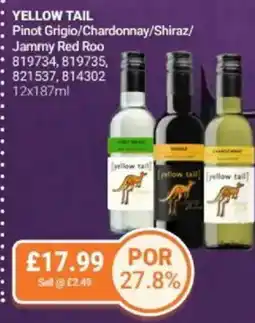 Bestway YELLOW TAIL Pinot Grigio/Chardonnay/Shiraz/ Jammy Red Roo offer