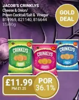 Bestway JACOB'S CRINKLYS Cheese & Onion/ Prawn Cocktail/Salt & Vinegar offer
