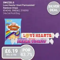 Bestway SWIZZELS Love Hearts/Giant Parmaviolet/ Rainbow Drops offer