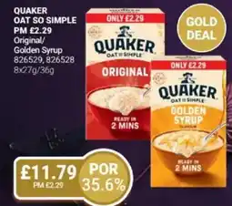 Bestway QUAKER Oat so simple original/ golden syrup offer