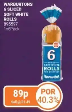 Bestway Warburtons 6 sliced soft white rolls offer