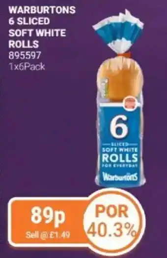 Bestway Warburtons 6 sliced soft white rolls offer
