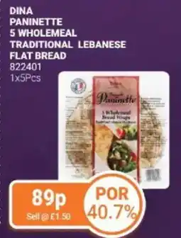 Bestway Dina paninette 5 wholemeal traditional lebanese flat bread offer