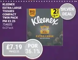 Bestway Kleenex extra large tissues compact twin pack offer