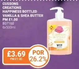 Bestway Cussons creations happiness bottled vanilla & shea butter offer