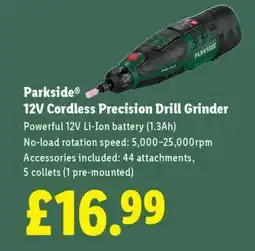 Lidl Parkside 12V Cordless Precision Drill Grinder offer