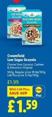 Lidl Crownfield Low Sugar Granola offer