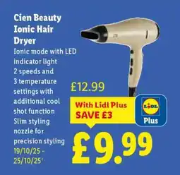 Lidl Cien Beauty Ionic Hair Dryer offer