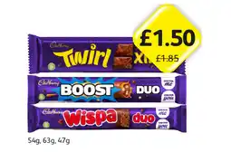 Londis Cadbury Duo Extra Twirl, Boost, Wispa offer
