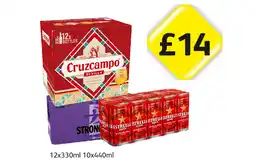 Londis Cruzcampo, Strongbow Dark Fruits, Estrella offer